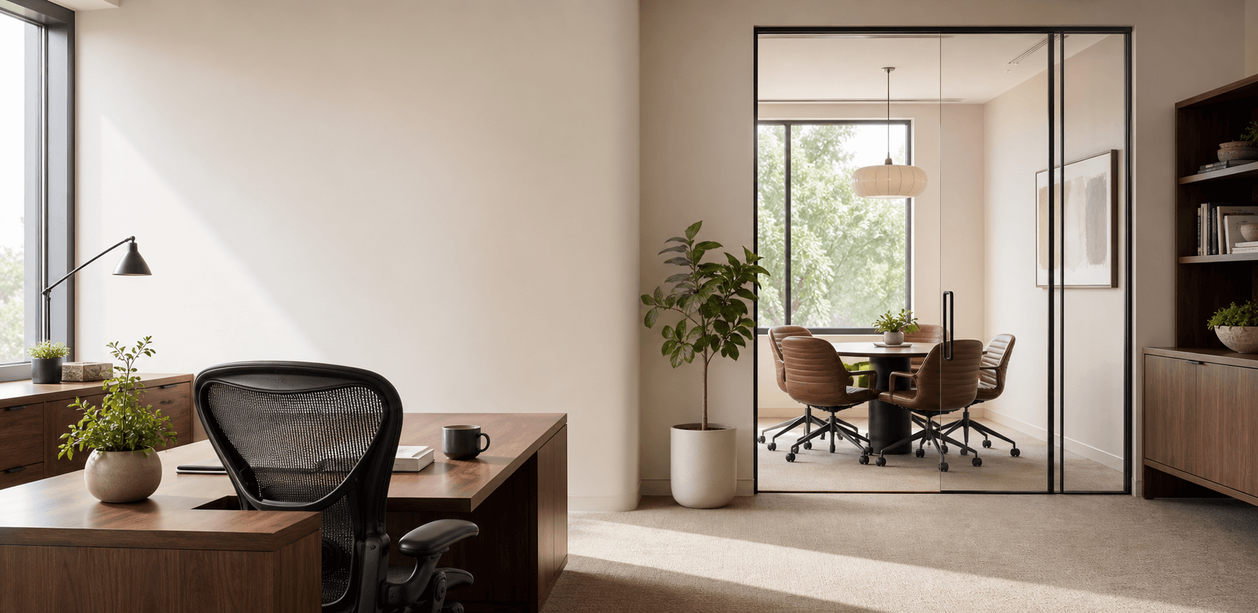 Warm office interior for Lakewood Desks